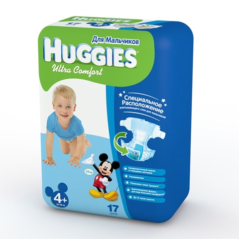 Подгузники Huggies 4+ UC (10-16 кг) 17 шт для мальчиков